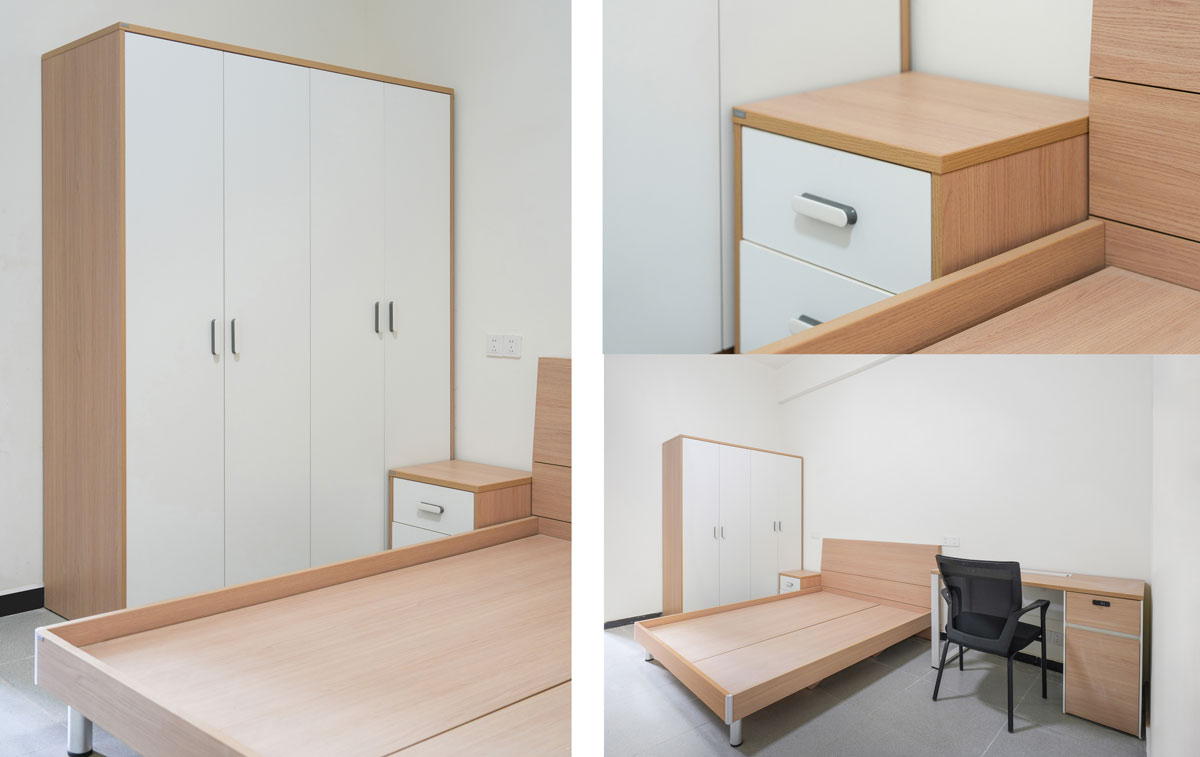 圣奥家具为华中科技大学单人间宿舍设计的定制衣柜及床位 圣奥家具为华中科技大学单人间宿舍设计的定制衣柜及床位